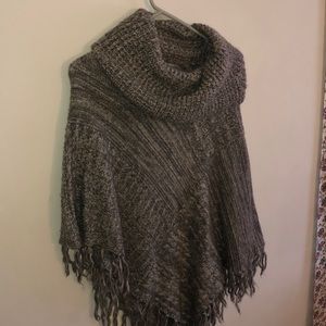 Cowl neck knit poncho